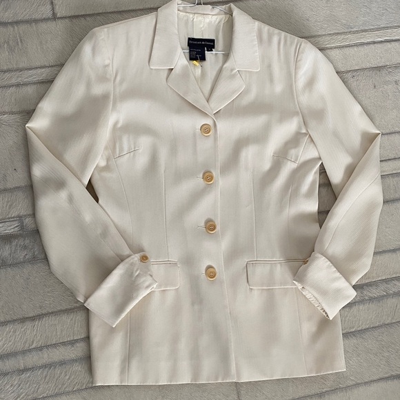 Vintage Y2K Women's striatum & Iseut Cream Blazer! Size 11 - Picture 13 of 14